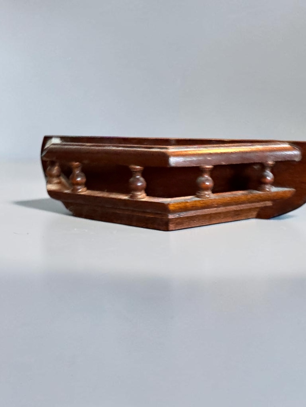 Vintage Mid-Century Modern Wooden Wall Shelf with Spindle Detailing